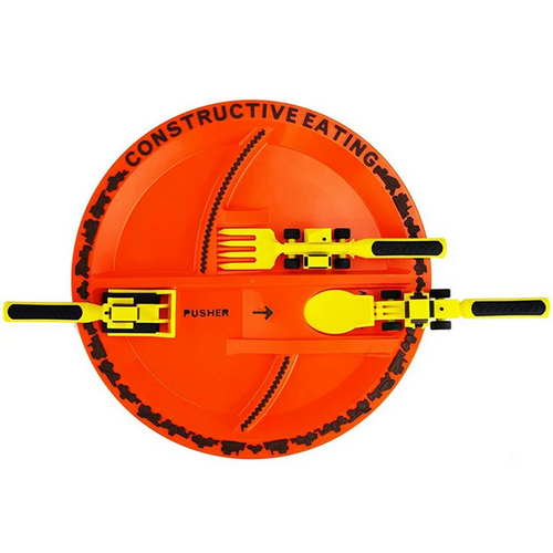 ExcavaBite Kids' Construction Plate and Utensil Set