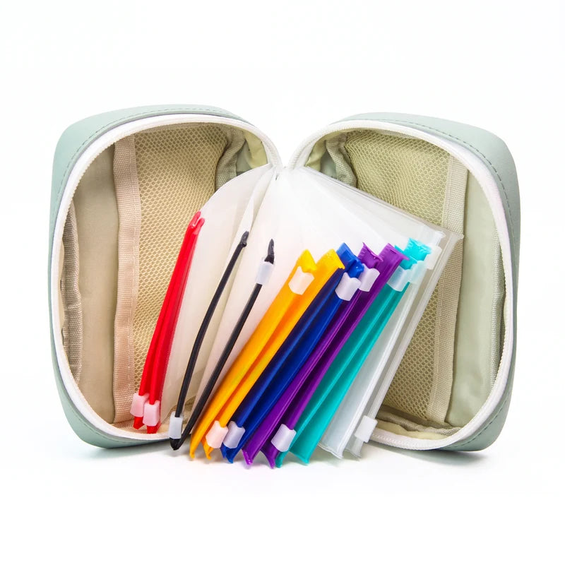 Pill Organizer Zip Pouch - Travel Pill Bag with Writable Zip Sleeves