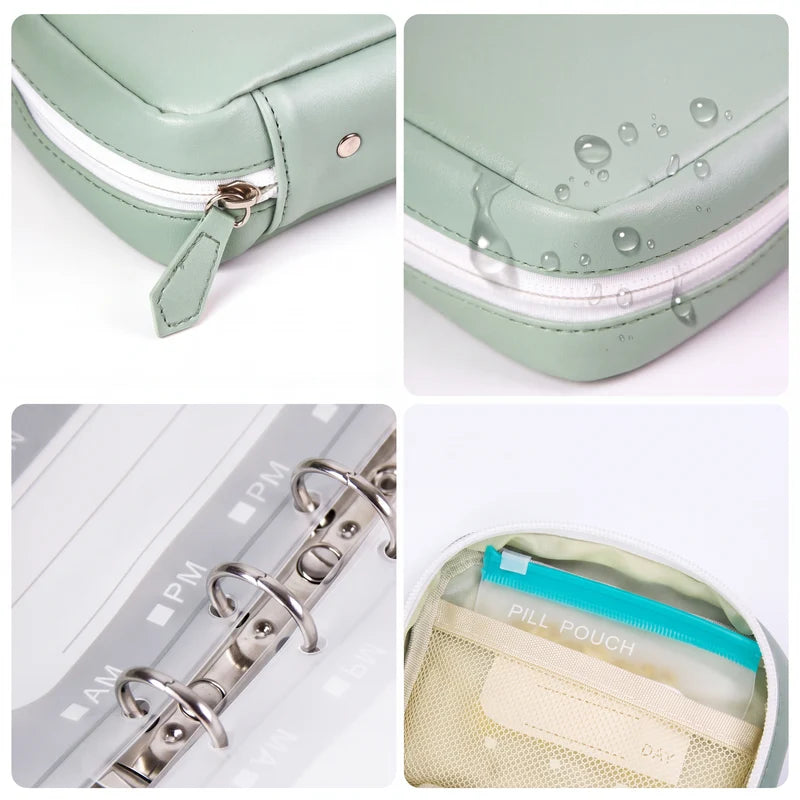 Pill Organizer Zip Pouch - Travel Pill Bag with Writable Zip Sleeves