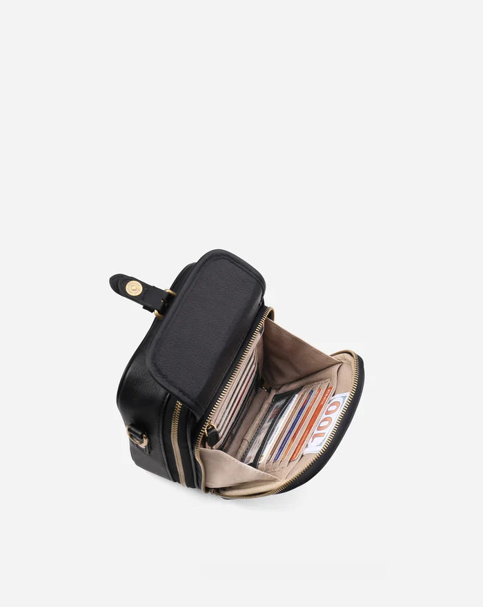 Leather Crossbody Bag - Black