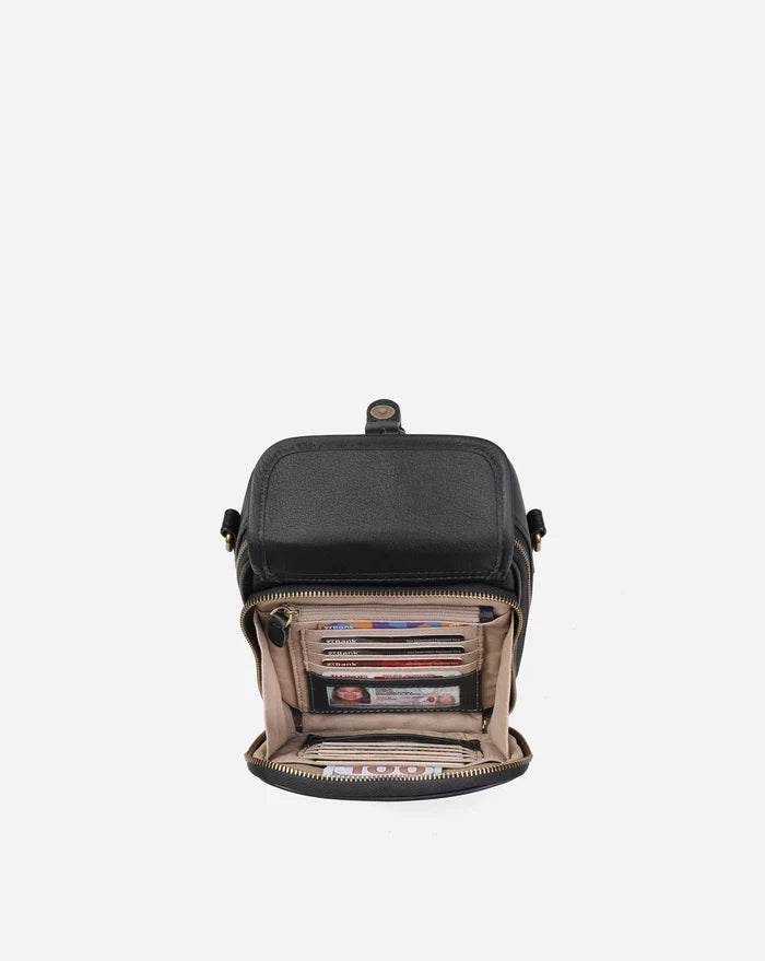 Leather Crossbody Bag - Black