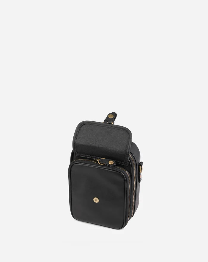 Leather Crossbody Bag - Black