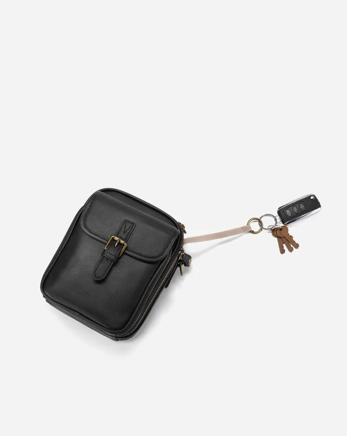 Leather Crossbody Bag - Black