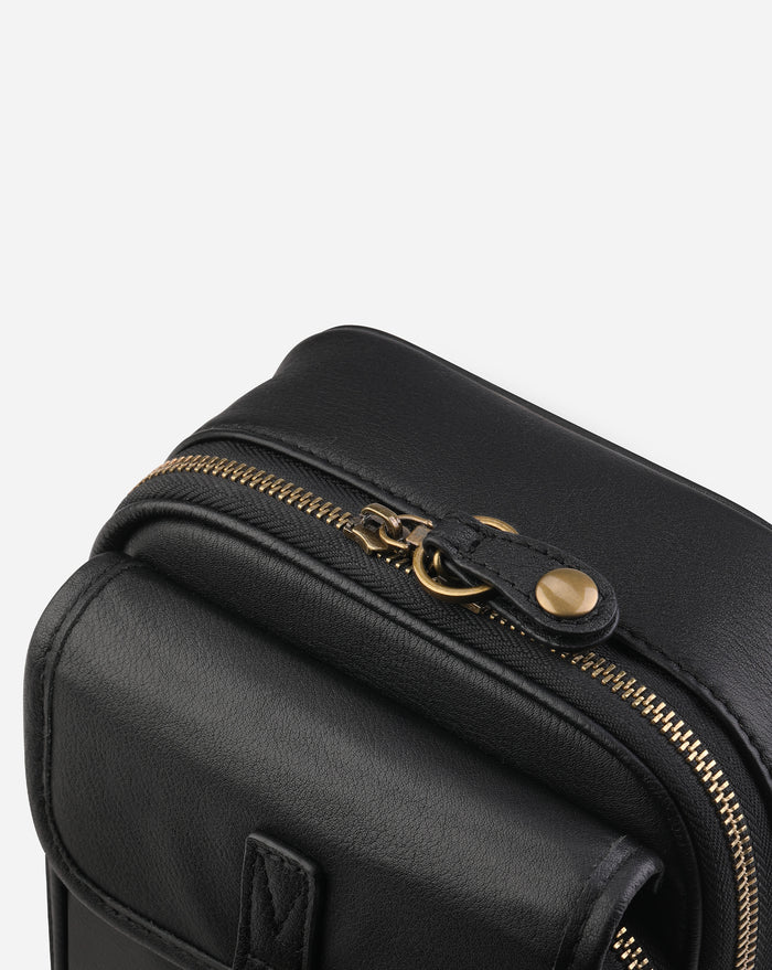 Leather Crossbody Bag - Black