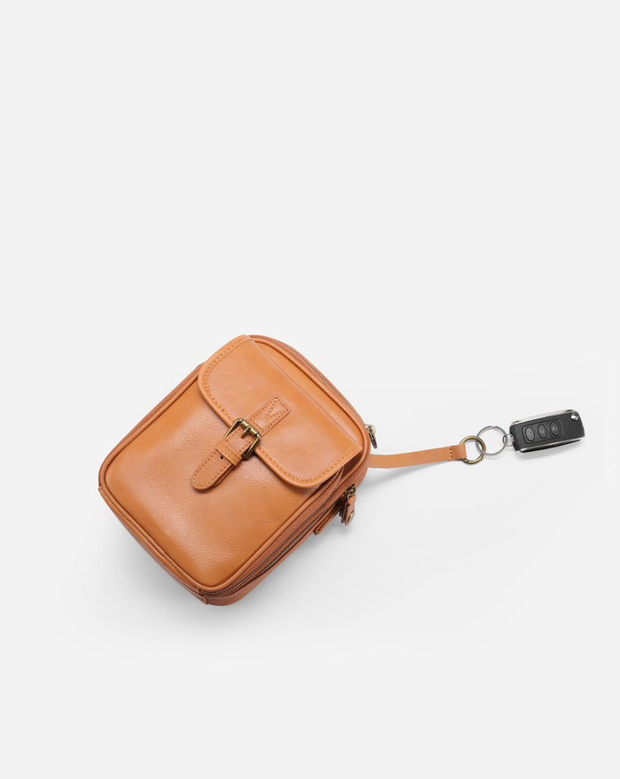 Leather Crossbody Bag - Brown