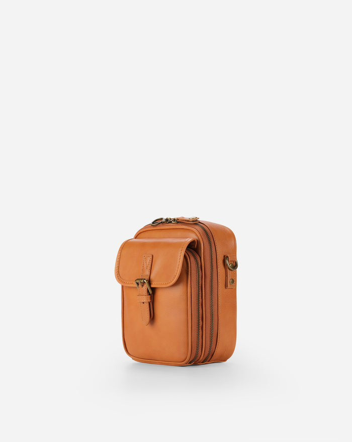 Leather Crossbody Bag - Brown