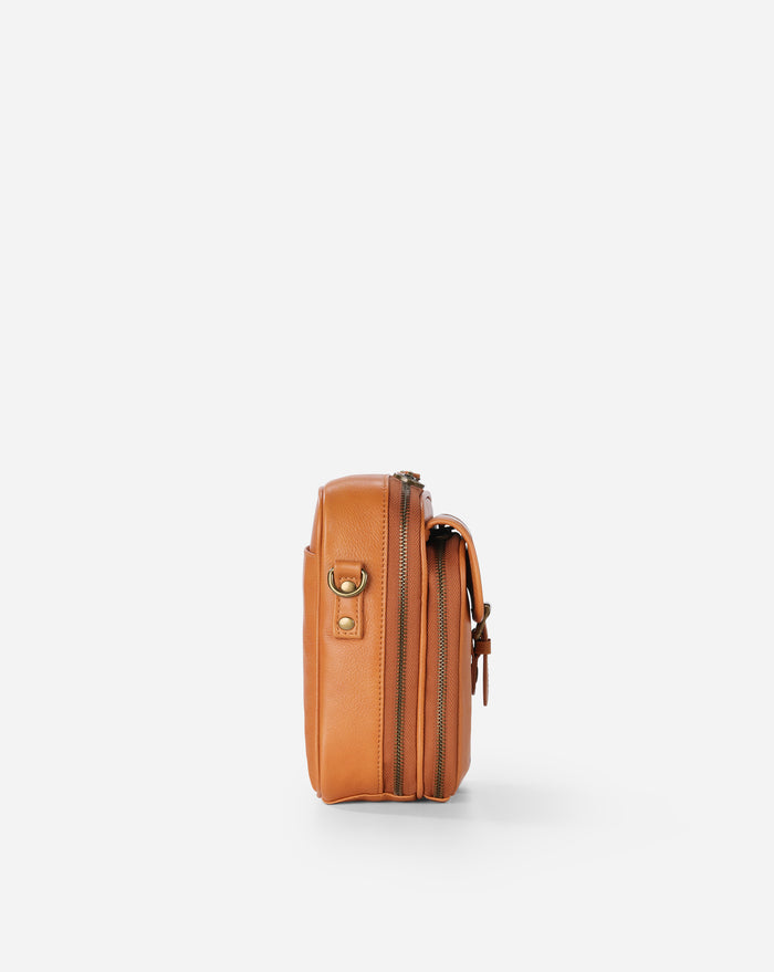 Leather Crossbody Bag - Brown