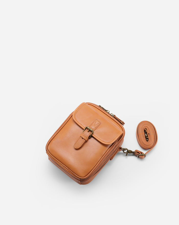 Leather Crossbody Bag - Brown