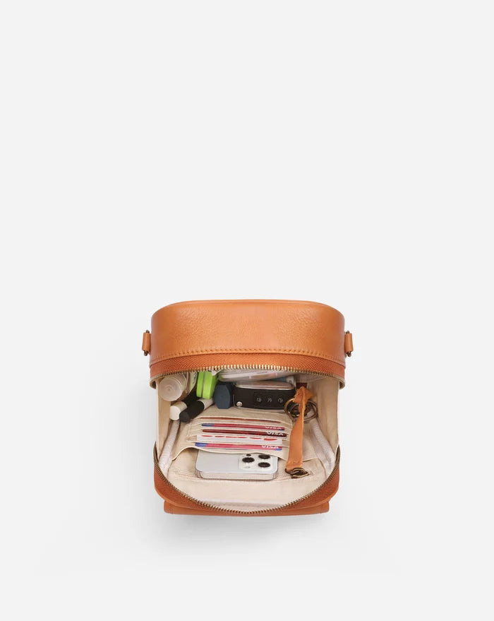 Leather Crossbody Bag - Brown