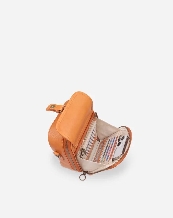 Leather Crossbody Bag - Brown