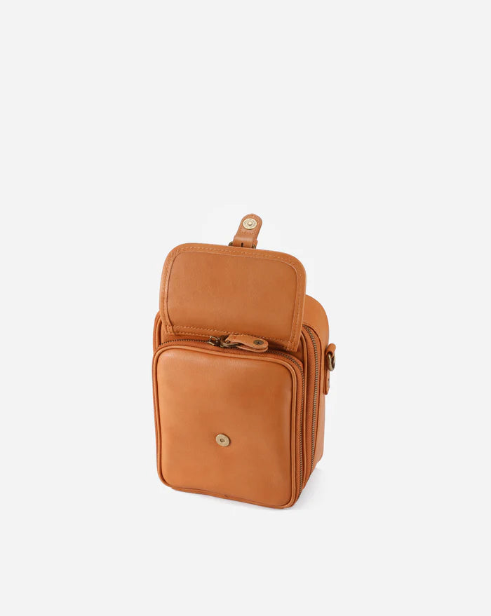 Leather Crossbody Bag - Brown