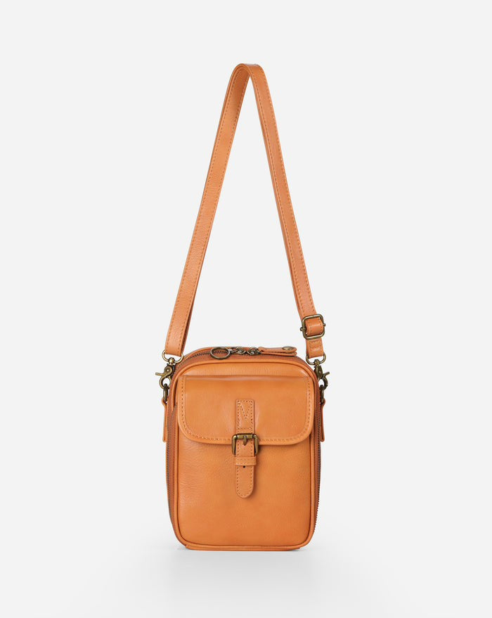 Leather Crossbody Bag - Brown