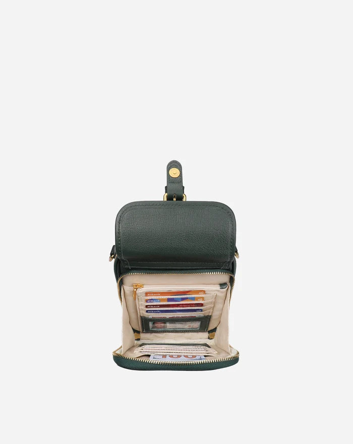 Leather Crossbody Bag - Green