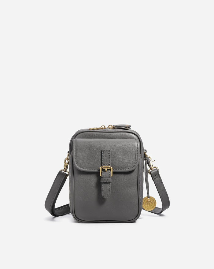 Leather Crossbody Bag - Grey