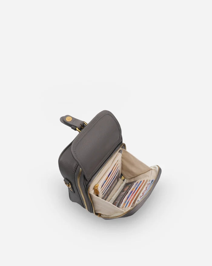 Leather Crossbody Bag - Grey