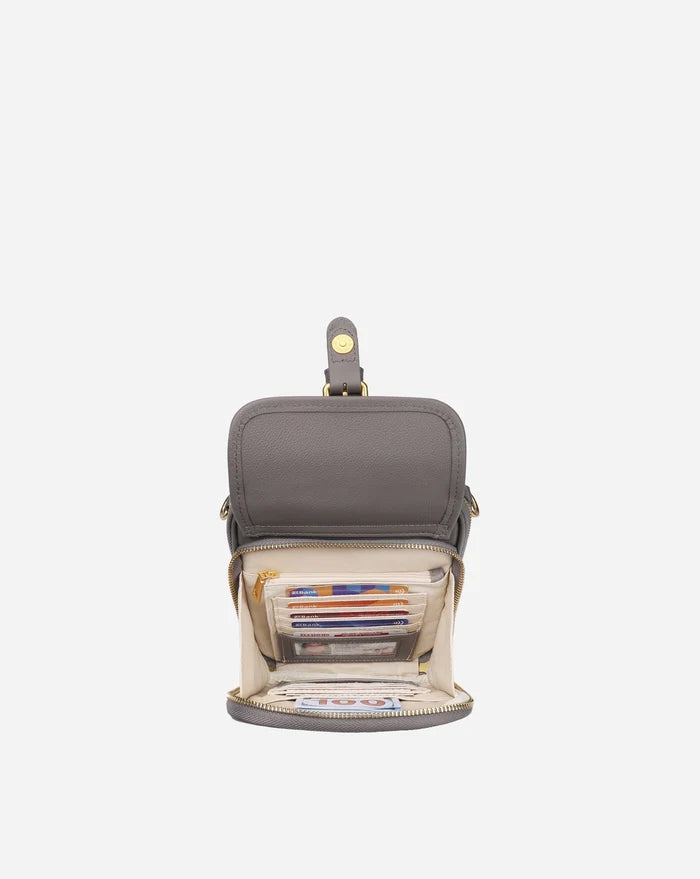 Leather Crossbody Bag - Grey