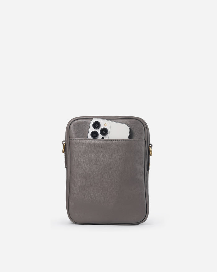 Leather Crossbody Bag - Grey