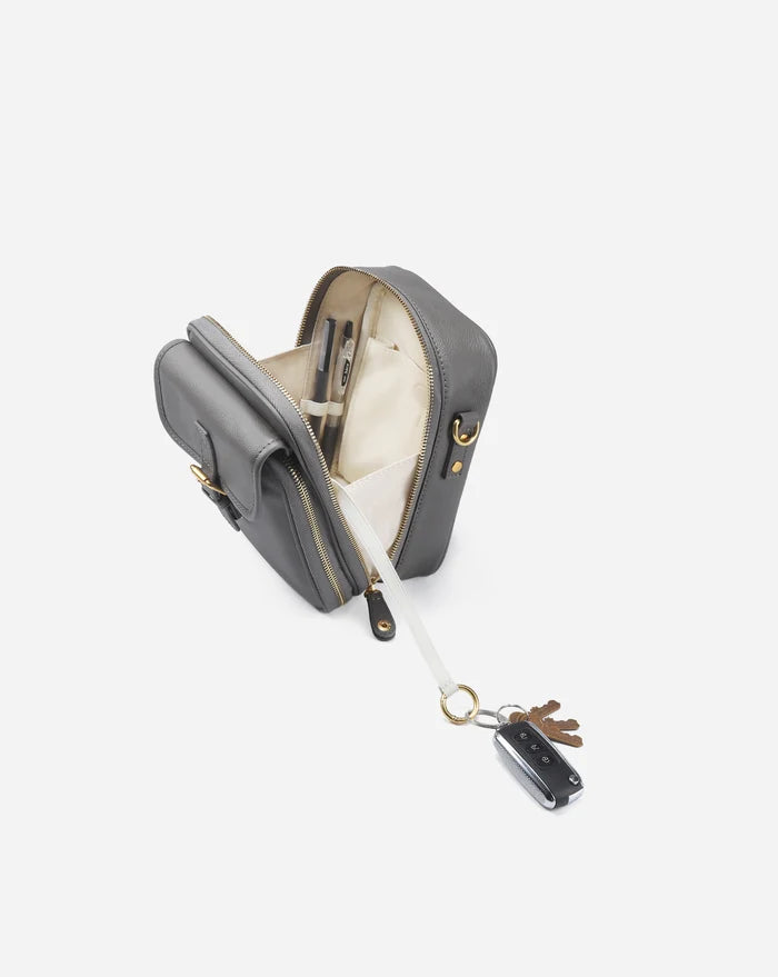 Leather Crossbody Bag - Grey