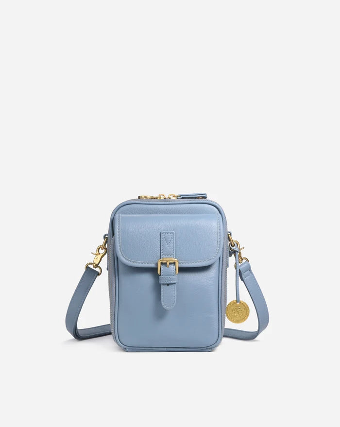 Leather Crossbody Bag - Powder Blue