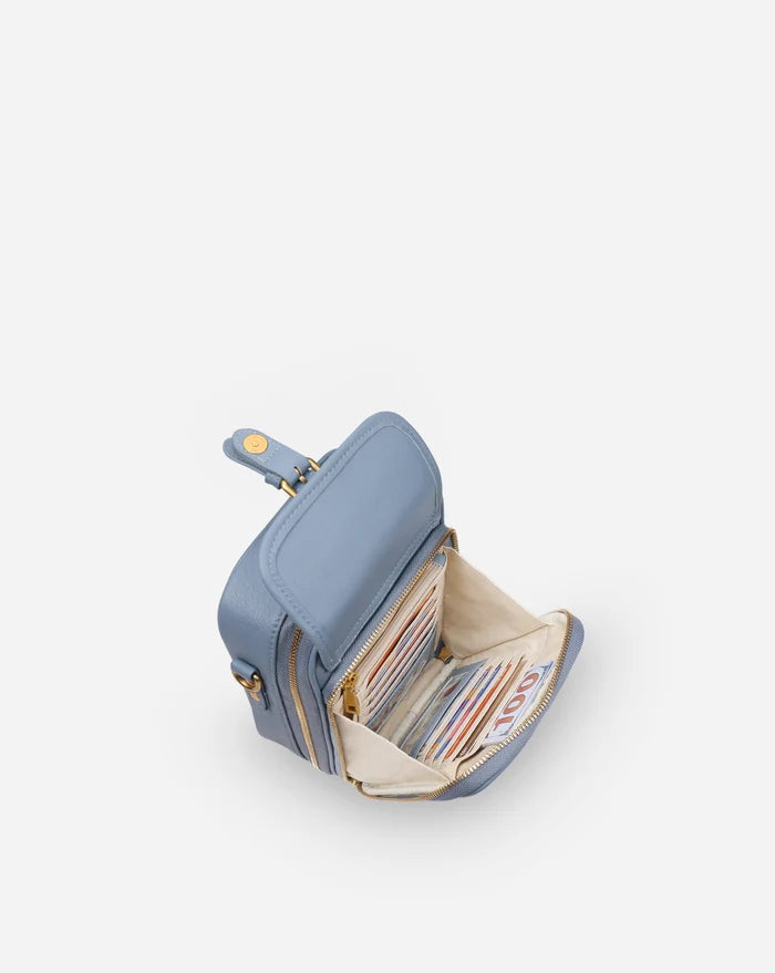 Leather Crossbody Bag - Powder Blue
