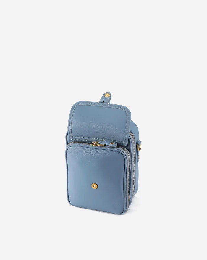 Leather Crossbody Bag - Powder Blue