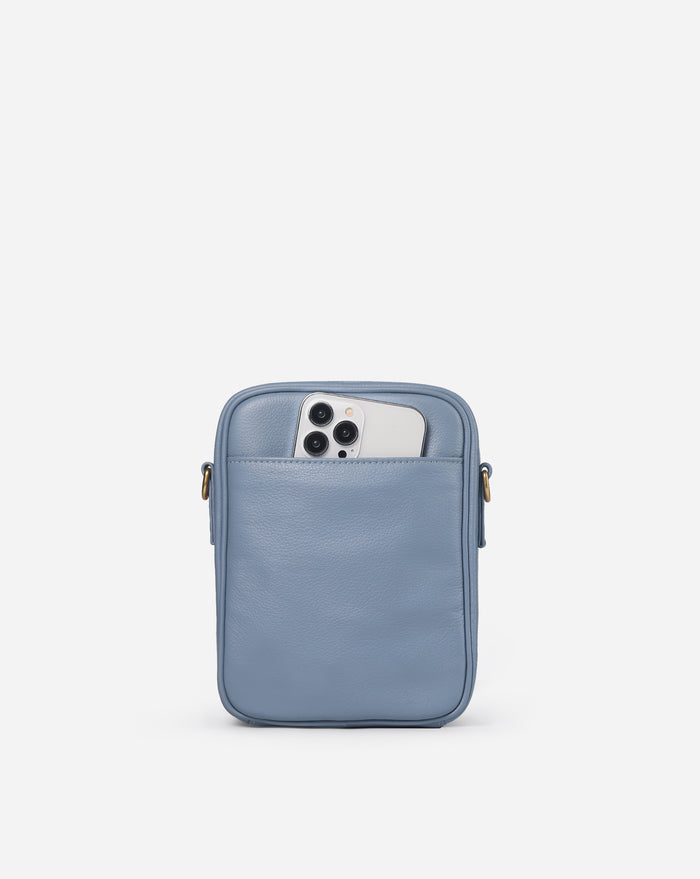 Leather Crossbody Bag - Powder Blue