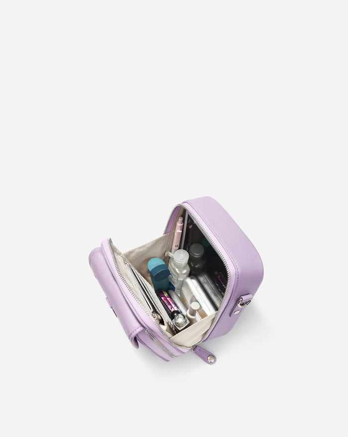 Leather Crossbody Bag - Purple