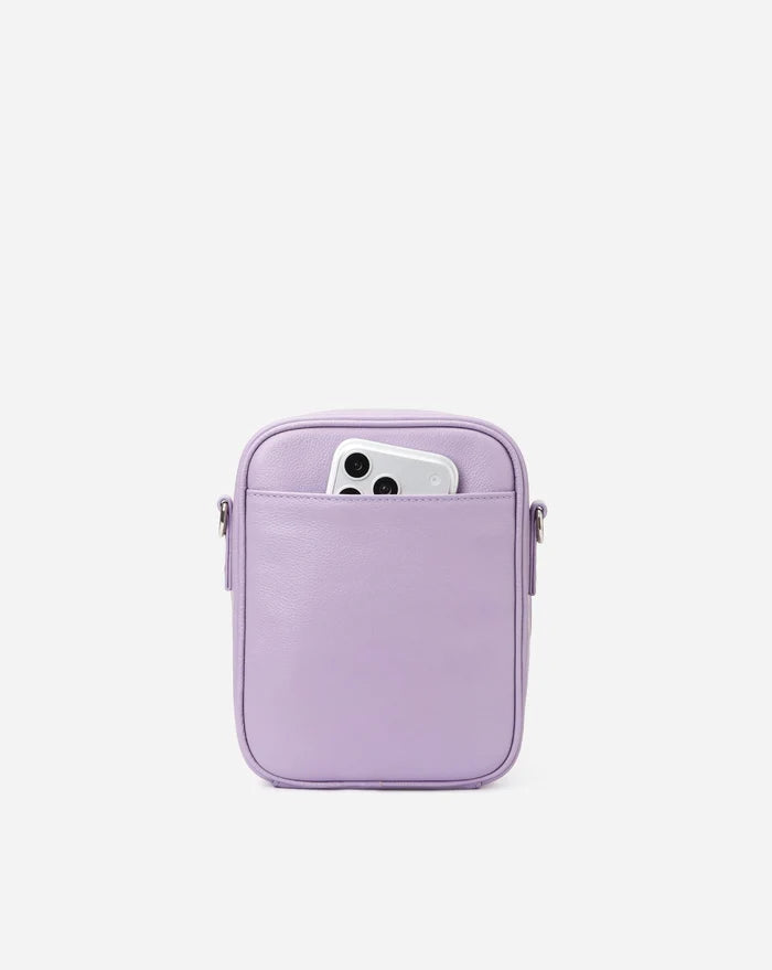 Leather Crossbody Bag - Purple