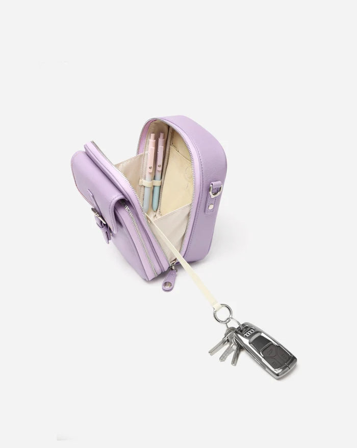 Leather Crossbody Bag - Purple