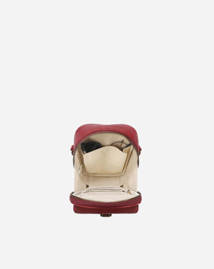 Leather Crossbody Bag - Red