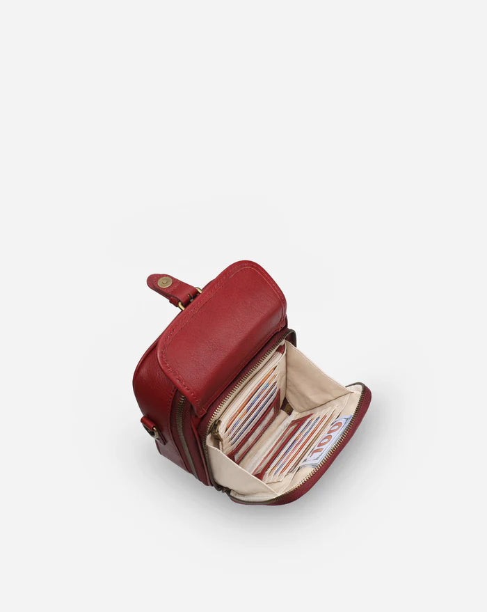 Leather Crossbody Bag - Red