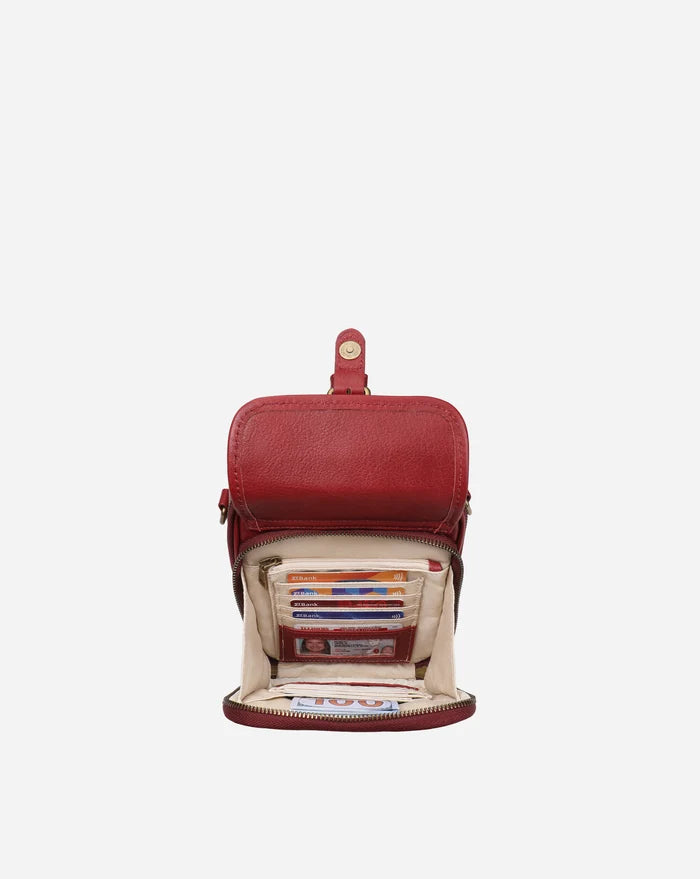 Leather Crossbody Bag - Red
