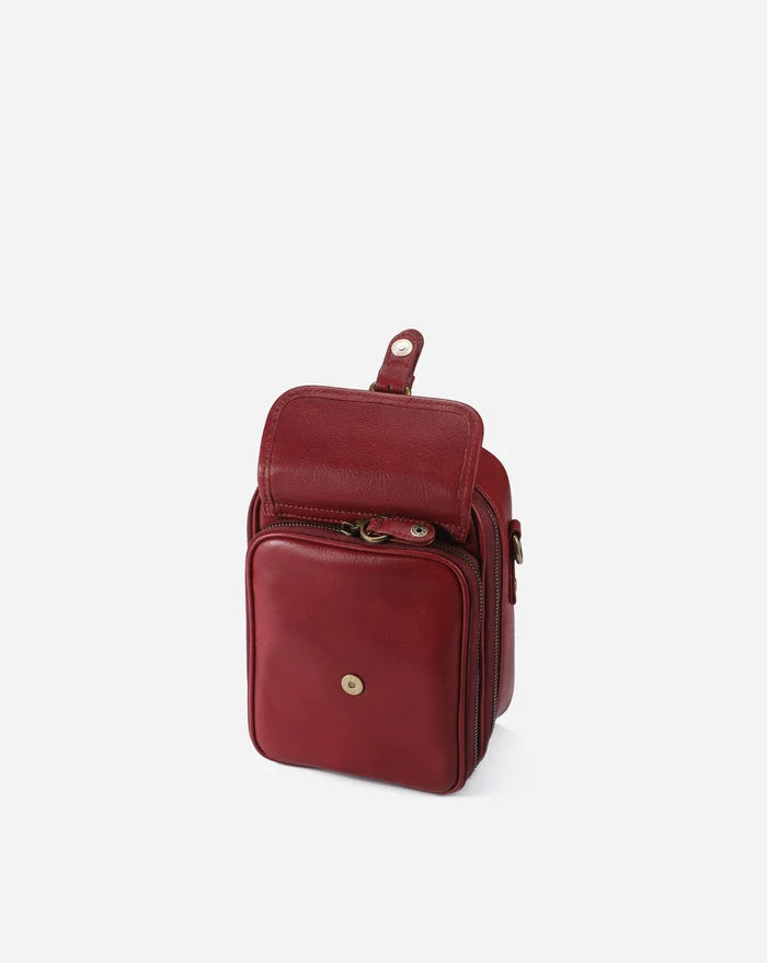 Leather Crossbody Bag - Red