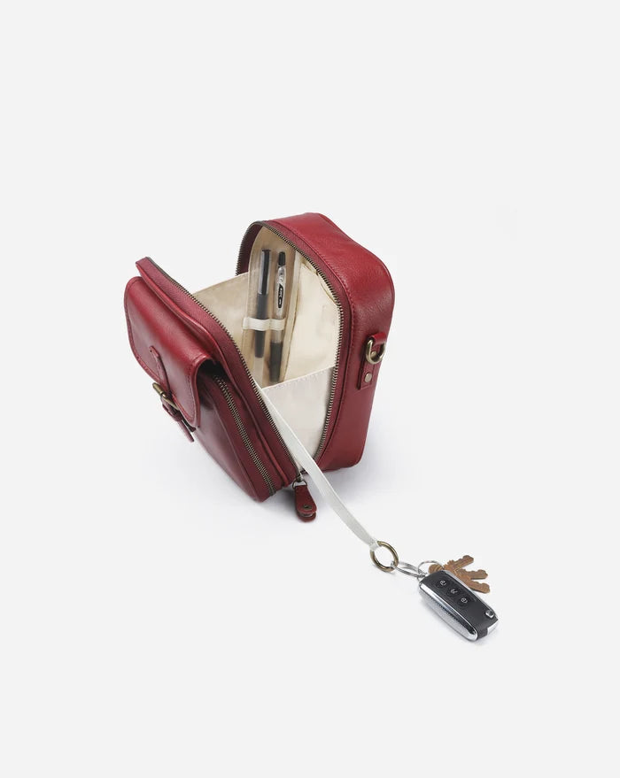 Leather Crossbody Bag - Red