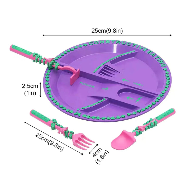 ExcavaBite Kids' Construction Plate and Utensil Set