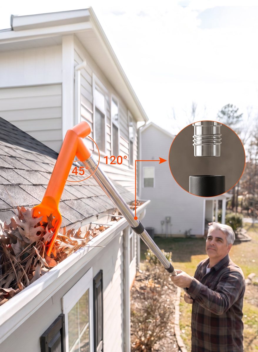No-Climb Gutter Cleaning Tool – Extendable Gutter Cleaning Brush